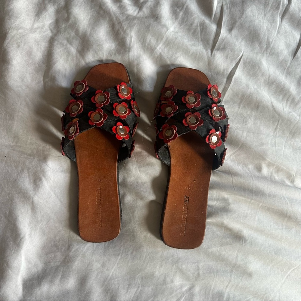 Rachel Comey Red and Brown Floral Sandals